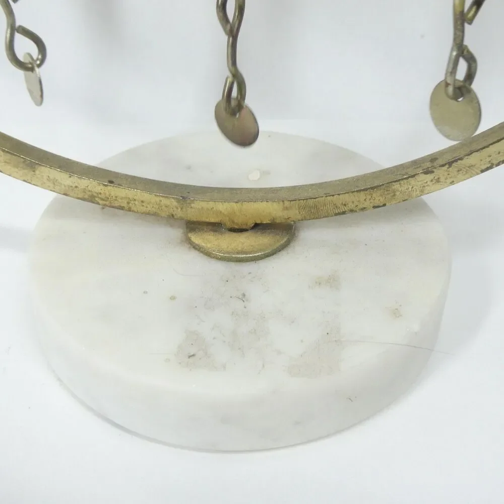 Tabletop Windchime Vintage Goldtone Metal Circles Marble Base Wind Chime